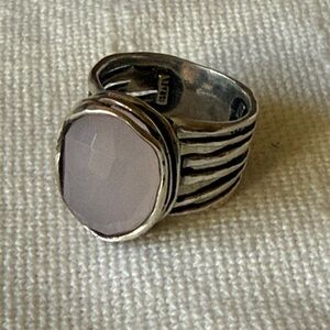 Silpada Oxidized Sterling Silver Ring with Pink Quartz R1851